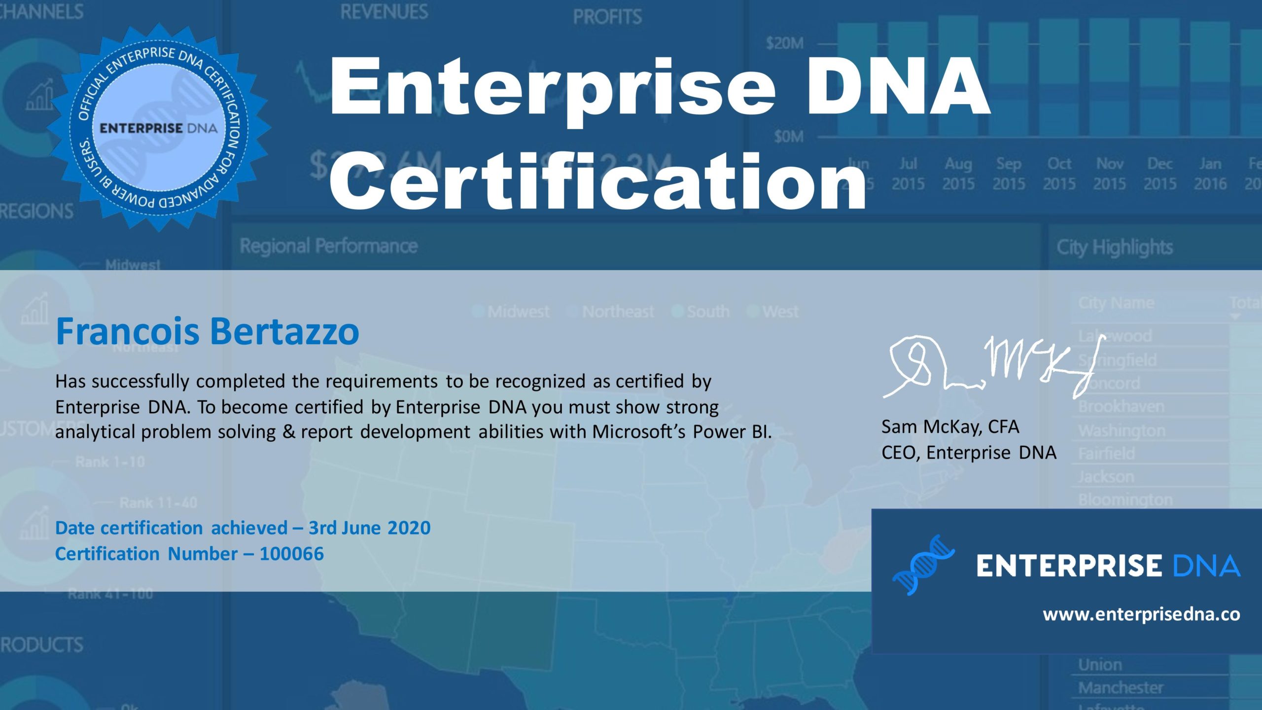 Certificat Enerprise DNA Power BI Vannes Lorient Mission Finance Bretagne reporting